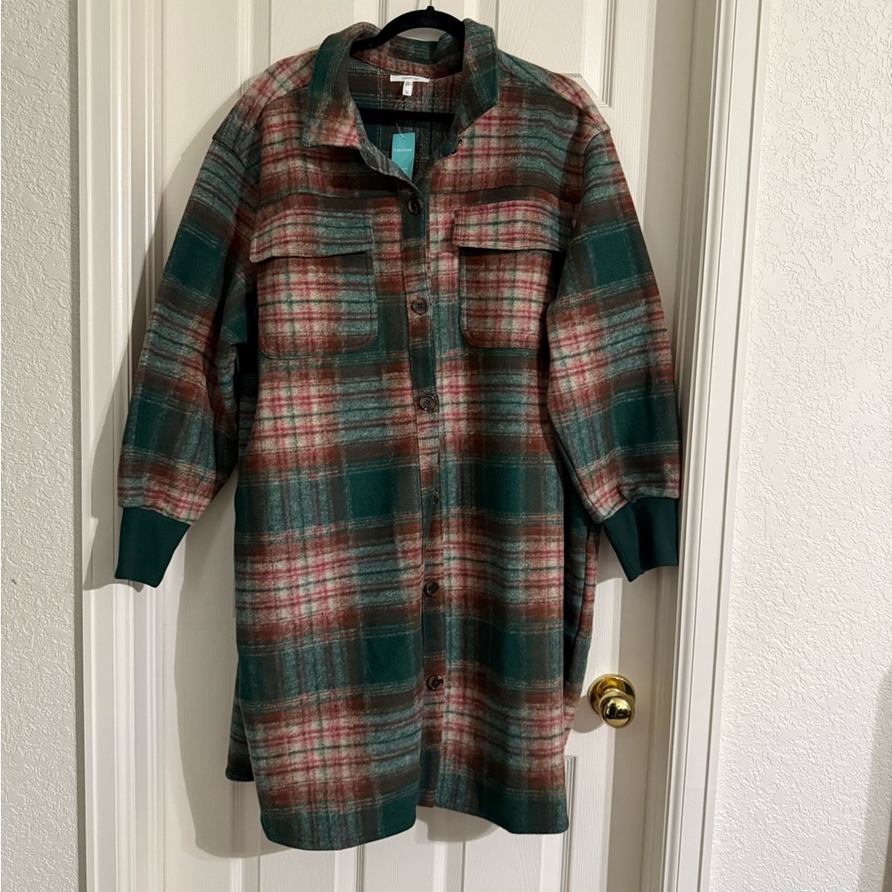 Long plaid “shacket”